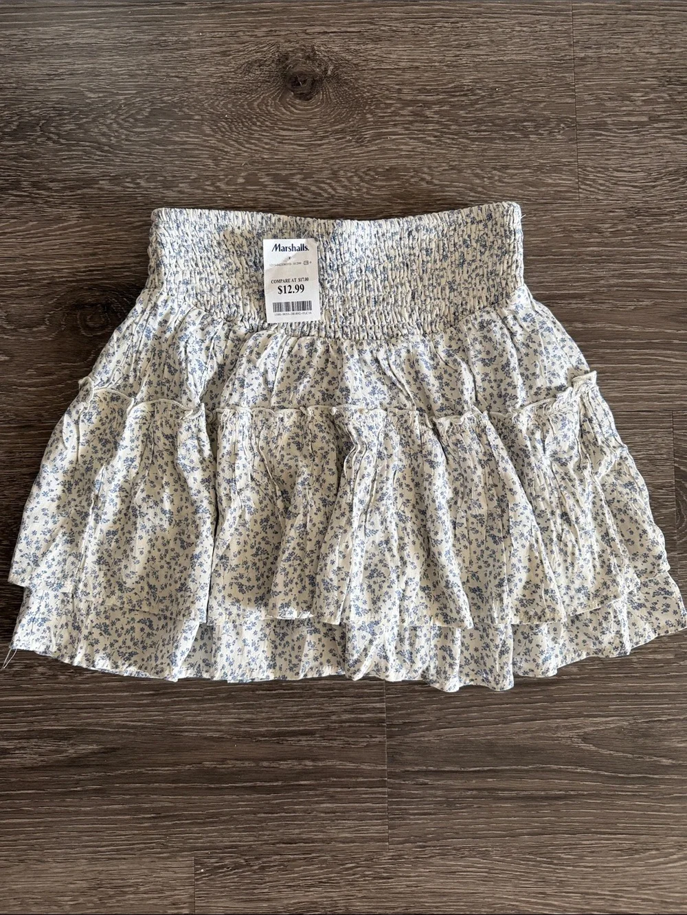 Sienna Sky White Mini Skirt with Blue Floral Print